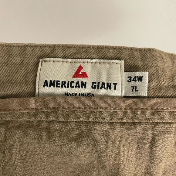 American Giant Mens 34x7 Tan Brown Cotton Shorts - Picture 3 of 4